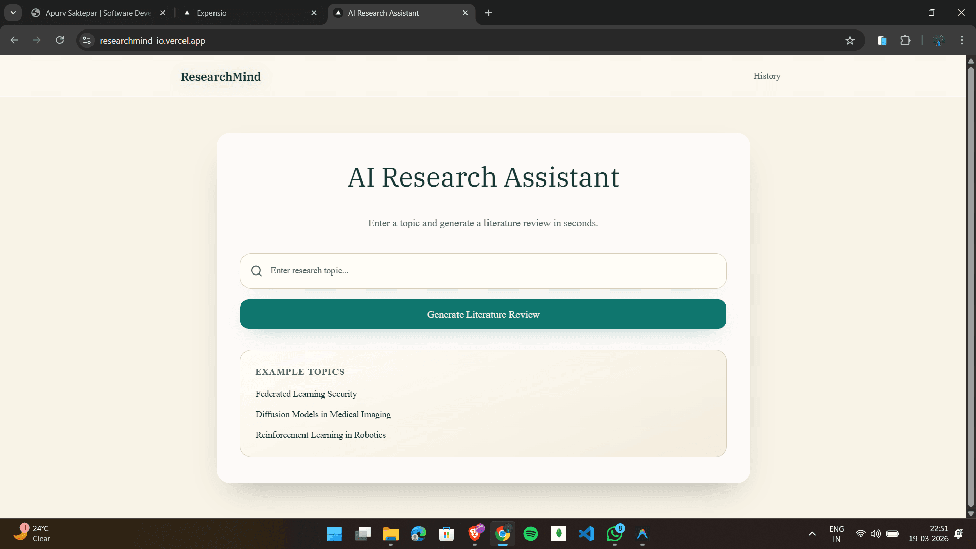 ResearchMind project preview